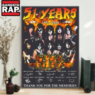 51 Years 1973 2024 Kiss Band Thank You For The Memories Signature Poster Canvas Art