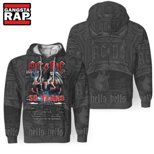 ACDC 50 Years 1973 2023 Thank You For The Memories Signature Hoodie
