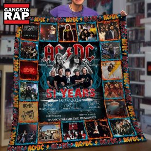 ACDC 51 Years 1973 2024 Thank You For The Memories Signature Fleece Blanket