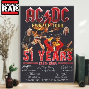 ACDC Pwr Up Tour 51 Years Of 1973 2024 Thank You For The Memories Signature Poster Canvas Art