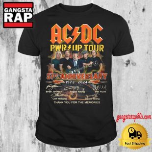 ACDC Pwr Up Tour 51st Anniversary 1973 2024 Signature T Shirt ACDC Pwr Up Tour 2024 Shirt