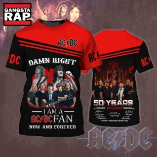 ACDC Rock Band 50th Anniversary Signature 3D T Shirt