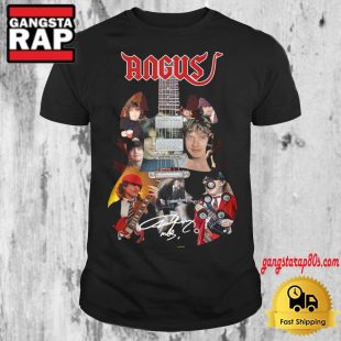 Angus Young ACDC Rock Band Signature T Shirt