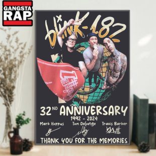 Blink 182 32th Anniversary 1992 2024 Thank You For The Memories Signature Poster Canvas Art