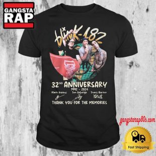 Blink 182 32th Anniversary 1992 2024 Thank You For The Memories Signature T Shirt