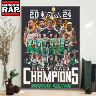 Boston Celtics 2024 NBA Finals Champions Signature Team Poster Canvas Art