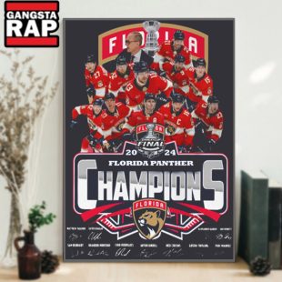 Florida Panther 2024 NHL Champions Final Signature Poster Canvas Art