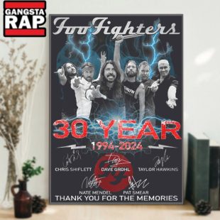 Foo Fighters 30 Years 1994 2024 Music Signature Fans Gift Poster Canvas Art