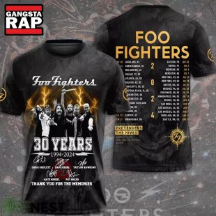 Foo Fighters 30 Years Signature Schedule Thank You For The Memories 3D T Shirt