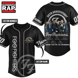 Foo Fighters 30th Anniversary Thank You For The Memories Signature Baseball Jersey