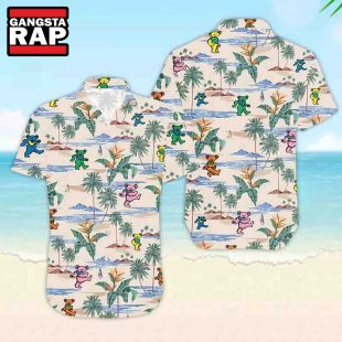 Grateful Dead Cute Dancing Bears Colors On The Beach 2024 Summer Hawaiian Shirt Grateful Dead Hawaiian Shirt