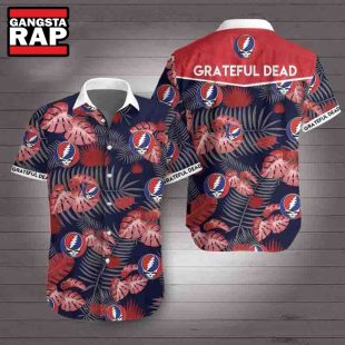 Grateful Dead Dancing Bears Red Navy Color 2024 Summer Hawaiian Shirt Grateful Dead Hawaiian Shirt