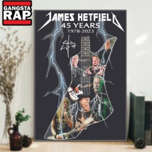 James Hetfield Metallica Band 45 Years Signature Wall Art Poster Canvas
