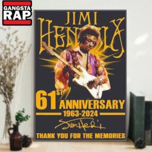 Jimi Hendrix 61st Anniversary 1963 2024 Thank You For The Memories Signature Poster Canvas