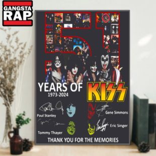 Kiss Band Music 51 Years Signature Poster Canvas Art