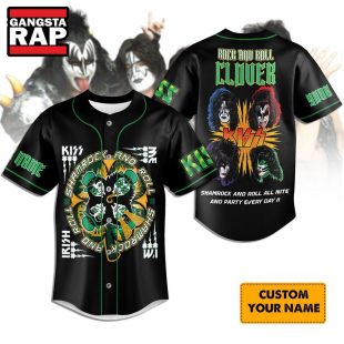 Kiss Band Shamrock And Roll All Nite And Party Every Day Baseball Jersey Kiss Band Music Jersey
