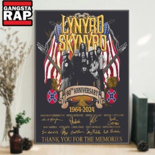 Lynyrd Skynyrd 60th Anniversary 1964 2024 Thank You For The Memories Signature Poster Canvas Art