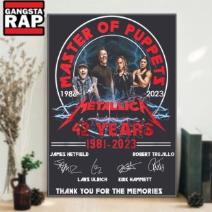 Master of Puppets Metallica 42 Years Thank You For The Memories Signature Wall Art Poster Canvas