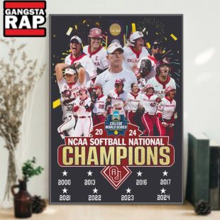 Oklahoma Sooners 2024 NCAA Softball Women's College World Series Champions Poster Canvas Art