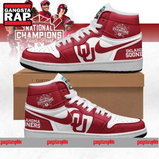 Oklahoma Sooners Four Peat NCAA Softball Women's Champions Air Jordan 1 Hightop Shoes