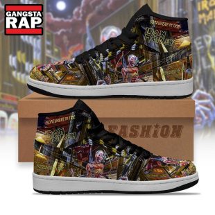 Premium Iron Maiden Somewhere In Time Air Jordan 1 Iron Maiden Hightop Shoes