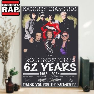 Rolling Stones Hackney Diamonds Tour 62 Years Signature Poster Canvas Art