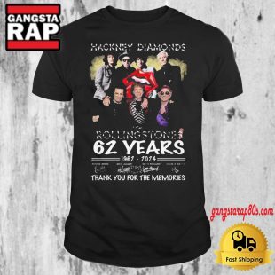 Rolling Stones Hackney Diamonds Tour 62 Years Signature T Shirt Rolling Stones Vintage Tee