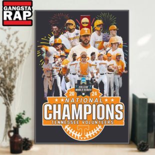 Tennessee Volunteers 2024 NCAA Baseball National Champions Poster Canvas Art