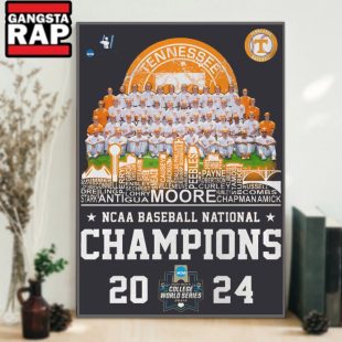 Tennessee Volunteers NCAA Baseball College World Series Champions 2024 Poster Canvas