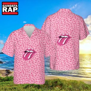 The Rolling Stones With Leopard Pattern Pink Color 2024 Women Hawaiian Shirt