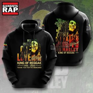 Bob Marley King Of Reggae 1945 2024 Thank You For The Memories Hoodie