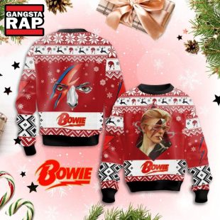 David Bowie Face Design Ugly Christmas Sweater