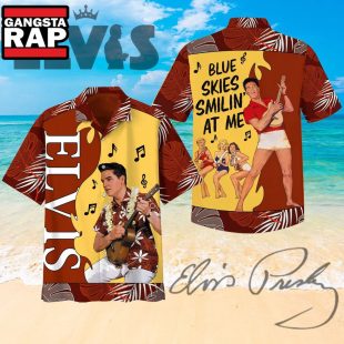 Elvis Presley Blue Skies Smilin At Me Button Up Trendy Hawaiian Shirt