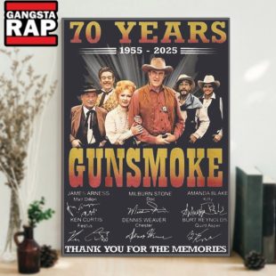 Gunsmoke 70th Anniversary 1954 2024 Thank You For The Memories Signatures Poster Canvas Art