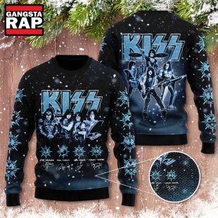 Kiss Band Graphics Signature Design Ugly Christmas Sweater