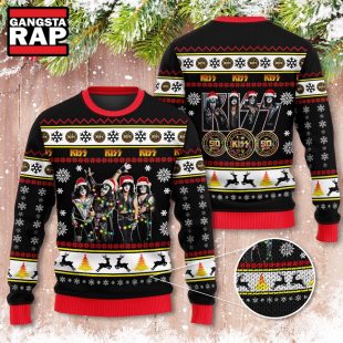 Kiss Band Print Ugly Christmas Sweater