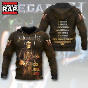 Megadeth Band Crush The World Tour 2024 Design Hoodie Shirt