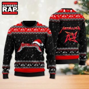 Metallica Band Logo With Santa Hat Ugly Christmas Sweater