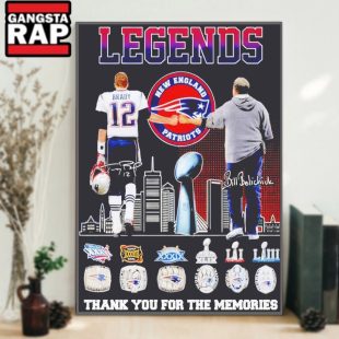 New England Patriots Bill Belichick Tom Brady Hall Of Fame Legends Football Poster Canvas Art