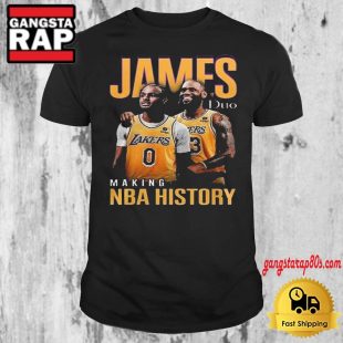 New York Lakers Making NBA History Lebron Jame And Bronny Graphics T Shirt