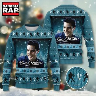 Elvis Presley Blue Christmas Ugly Sweater