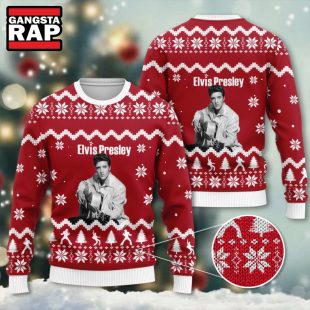 Elvis Presley Guitar Design Ugly Christmas Sweater