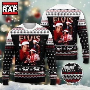 Elvis Presley Santa Hats Graphics Design Ugly Christmas Sweater