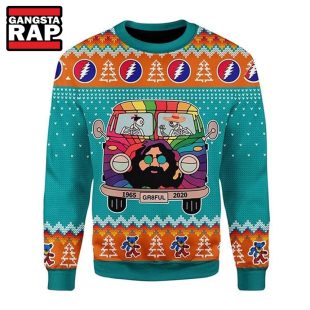 Grateful Dead 1965 Go By Bus Ugly Christmas Sweater