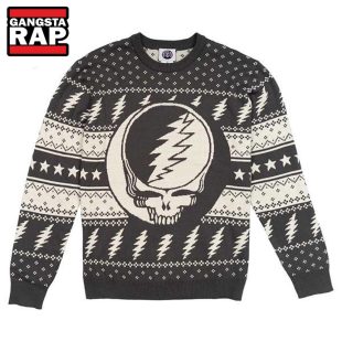 Grateful Dead Steal Your Face Gray Ugly Christmas Sweater