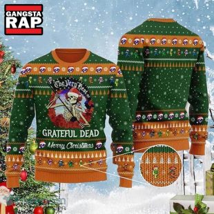 Grateful Dead The Very Best Of Skellington Green Ugly Christmas Sweater