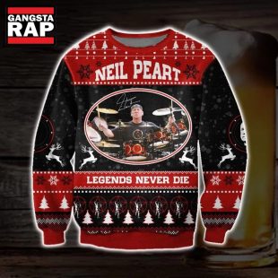 Rush Drummer Neil PeartLegends Never Die Ugly Christmas Sweater