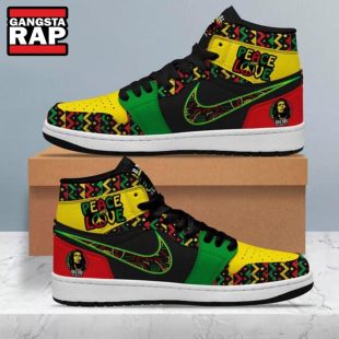 Bob Marley Peace And Love Air Jordan 1 Hightop Shoes