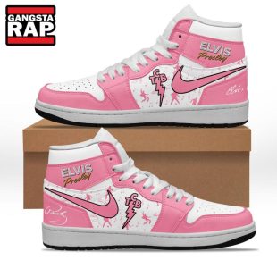 Elvis Presley Music Fan Gifts Pink Design Air Jordan 1 Hightop Shoes