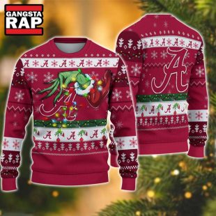 NCAA Alabama Crimson Tide Grinch Hand Ugly Christmas Sweater